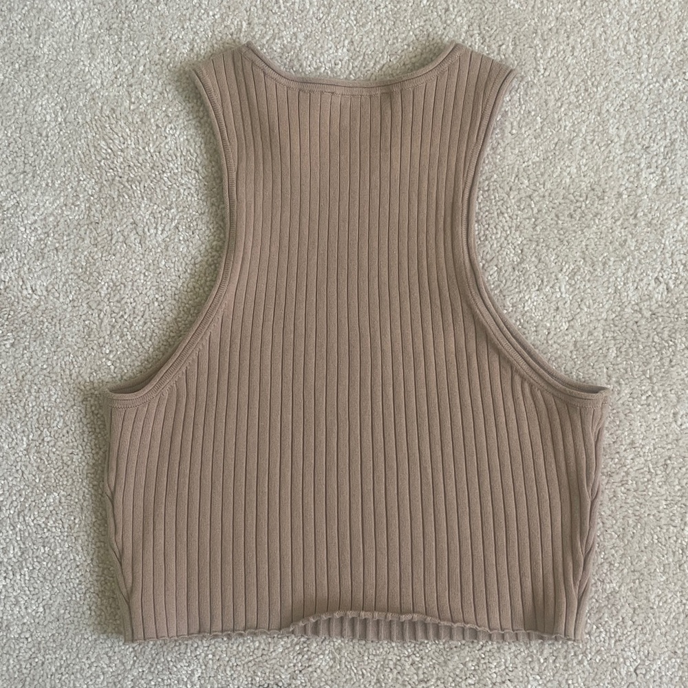 Reformation Crop Top Beige Ribbed Sleeveless Top XS - Picture 5 of 5